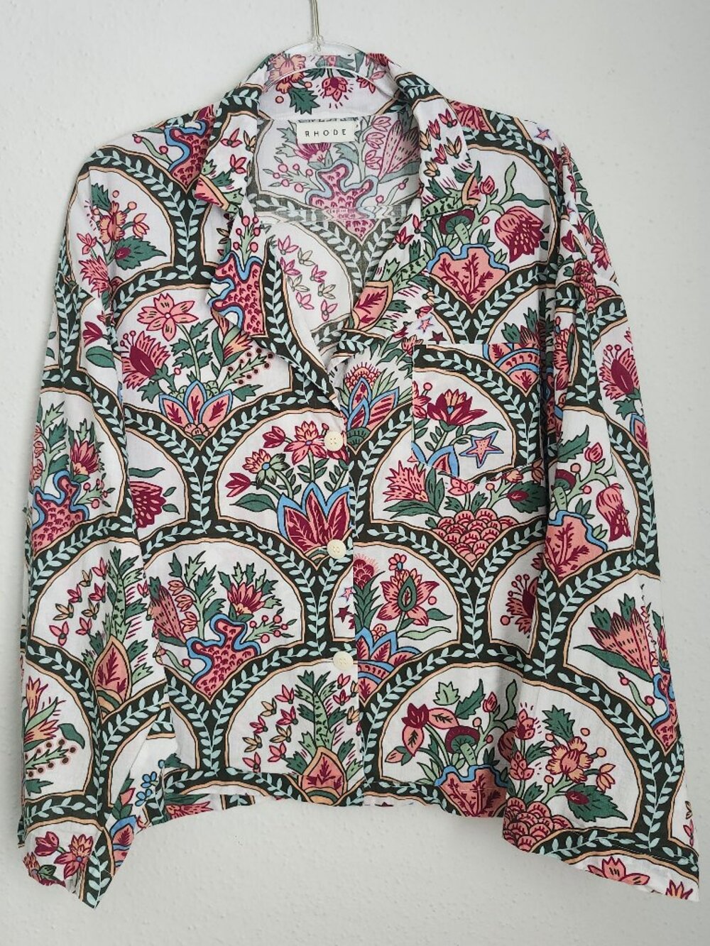 RHODE Berto Mushroom Botanical Floral Print Casual Loungewear Top M